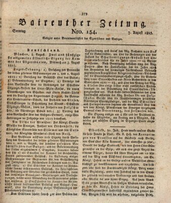 Bayreuther Zeitung Sonntag 7. August 1825
