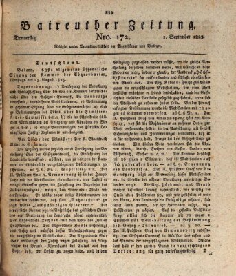 Bayreuther Zeitung Donnerstag 1. September 1825