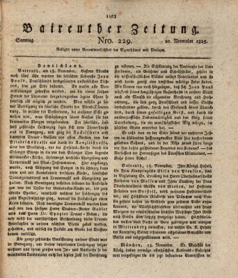 Bayreuther Zeitung Sonntag 20. November 1825