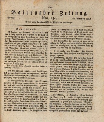 Bayreuther Zeitung Montag 21. November 1825