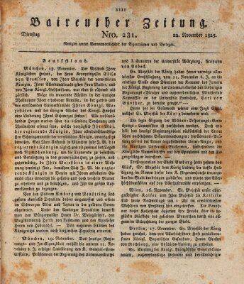 Bayreuther Zeitung Dienstag 22. November 1825