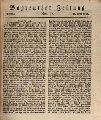 Bayreuther Zeitung Sonntag 16. April 1826