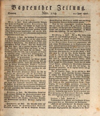 Bayreuther Zeitung Sonntag 11. Juni 1826