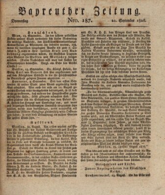 Bayreuther Zeitung Donnerstag 21. September 1826
