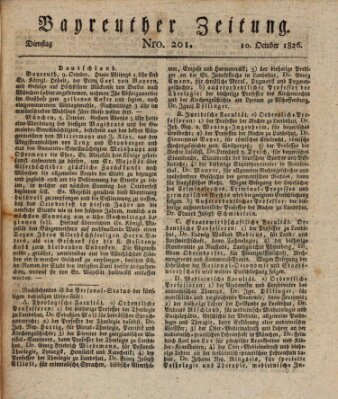 Bayreuther Zeitung Dienstag 10. Oktober 1826