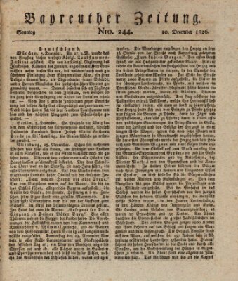 Bayreuther Zeitung Sonntag 10. Dezember 1826