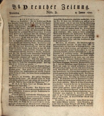 Bayreuther Zeitung Donnerstag 4. Januar 1827