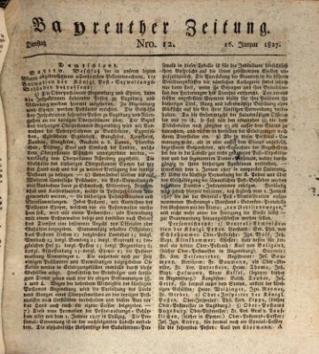 Bayreuther Zeitung Dienstag 16. Januar 1827