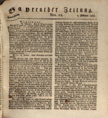Bayreuther Zeitung Donnerstag 1. Februar 1827