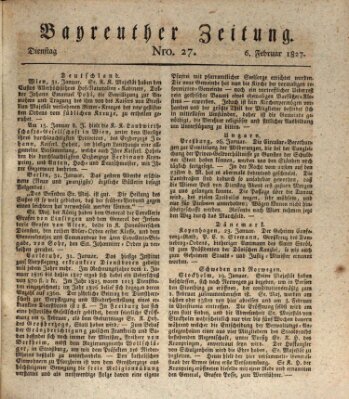Bayreuther Zeitung Dienstag 6. Februar 1827