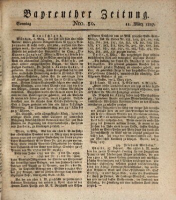 Bayreuther Zeitung Sonntag 11. März 1827