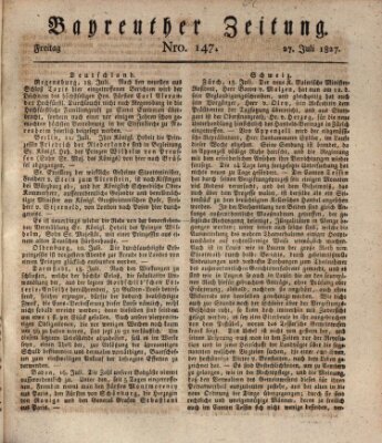 Bayreuther Zeitung Freitag 27. Juli 1827