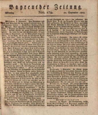 Bayreuther Zeitung Montag 10. September 1827