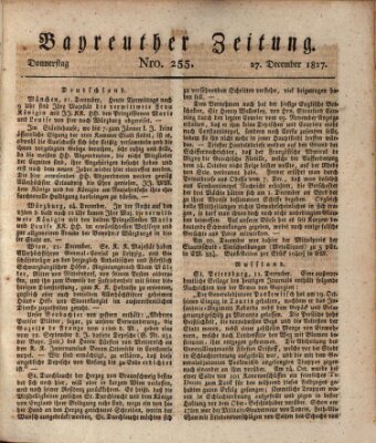 Bayreuther Zeitung Donnerstag 27. Dezember 1827