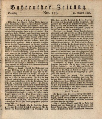 Bayreuther Zeitung Sonntag 31. August 1828
