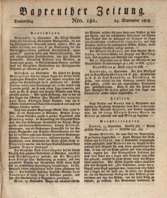Bayreuther Zeitung Donnerstag 25. September 1828