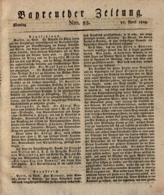 Bayreuther Zeitung Montag 27. April 1829