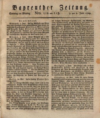 Bayreuther Zeitung Montag 8. Juni 1829