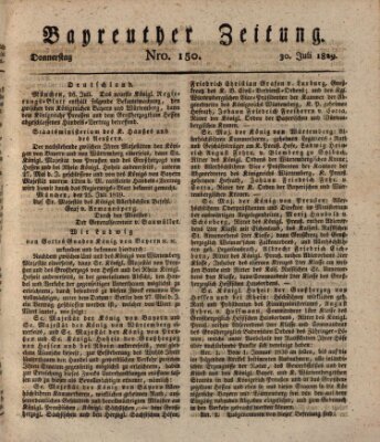 Bayreuther Zeitung Donnerstag 30. Juli 1829
