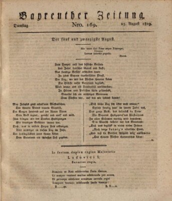 Bayreuther Zeitung Dienstag 25. August 1829