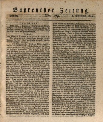 Bayreuther Zeitung Dienstag 8. September 1829