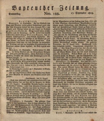 Bayreuther Zeitung Donnerstag 17. September 1829