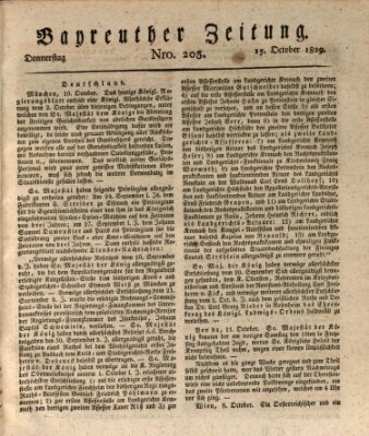Bayreuther Zeitung Donnerstag 15. Oktober 1829
