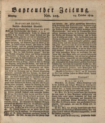 Bayreuther Zeitung Montag 19. Oktober 1829