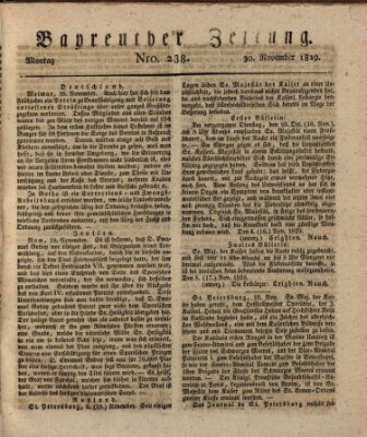 Bayreuther Zeitung Montag 30. November 1829