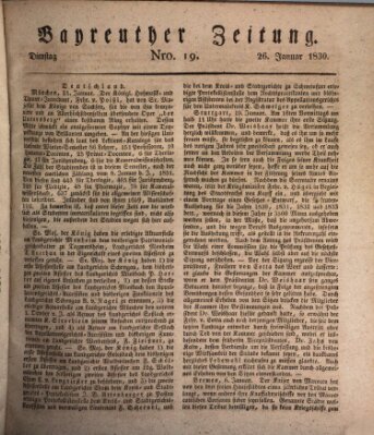 Bayreuther Zeitung Dienstag 26. Januar 1830