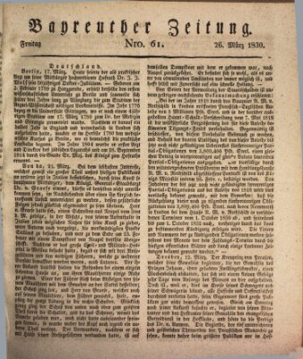 Bayreuther Zeitung Freitag 26. März 1830