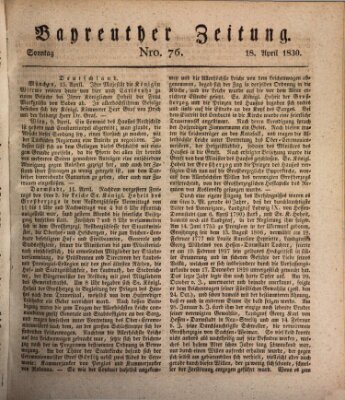 Bayreuther Zeitung Sonntag 18. April 1830
