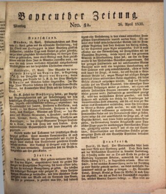 Bayreuther Zeitung Montag 26. April 1830