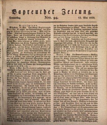 Bayreuther Zeitung Donnerstag 13. Mai 1830