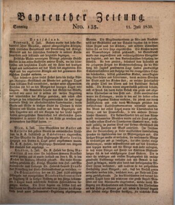 Bayreuther Zeitung Sonntag 11. Juli 1830