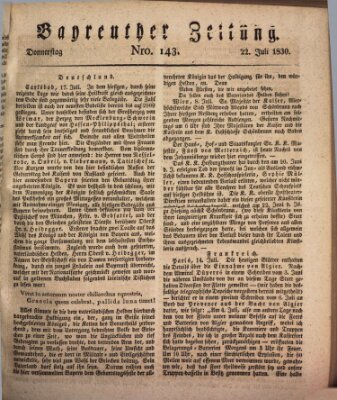 Bayreuther Zeitung Donnerstag 22. Juli 1830