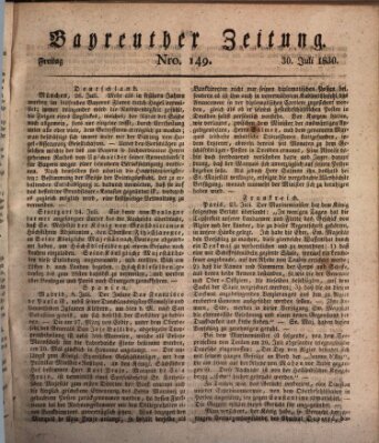 Bayreuther Zeitung Freitag 30. Juli 1830