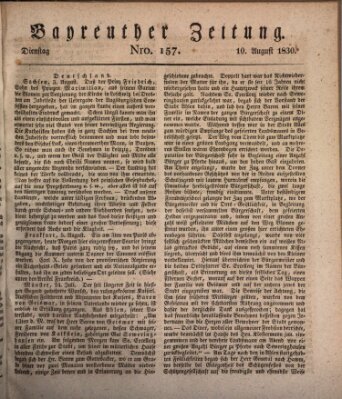 Bayreuther Zeitung Dienstag 10. August 1830