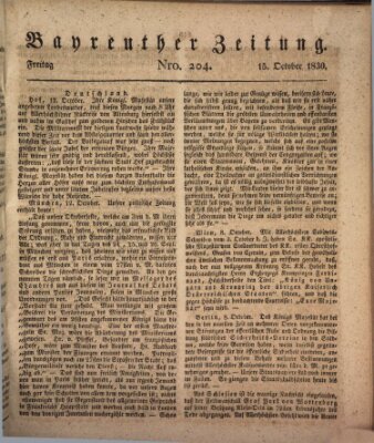 Bayreuther Zeitung Freitag 15. Oktober 1830