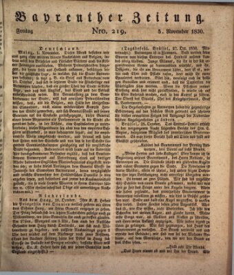 Bayreuther Zeitung Freitag 5. November 1830