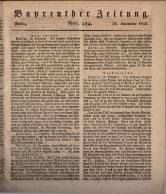 Bayreuther Zeitung Freitag 26. November 1830