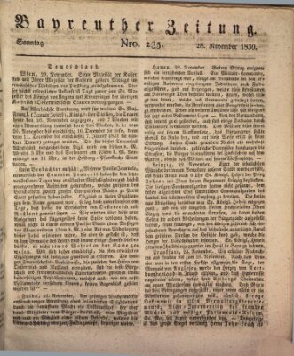 Bayreuther Zeitung Sonntag 28. November 1830