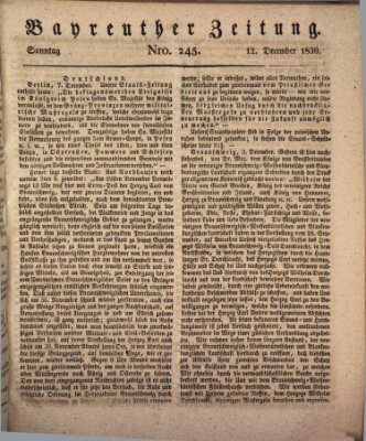 Bayreuther Zeitung Sonntag 12. Dezember 1830