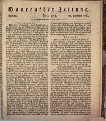 Bayreuther Zeitung Dienstag 21. Dezember 1830