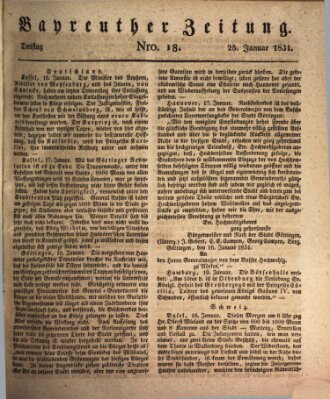Bayreuther Zeitung Dienstag 25. Januar 1831