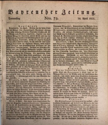 Bayreuther Zeitung Donnerstag 14. April 1831