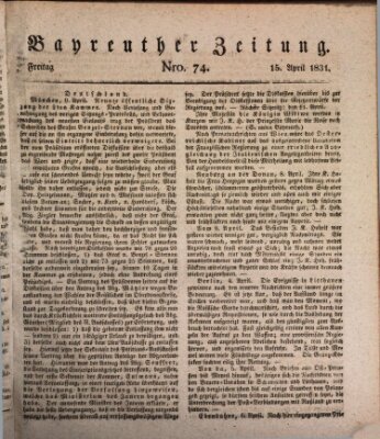 Bayreuther Zeitung Freitag 15. April 1831