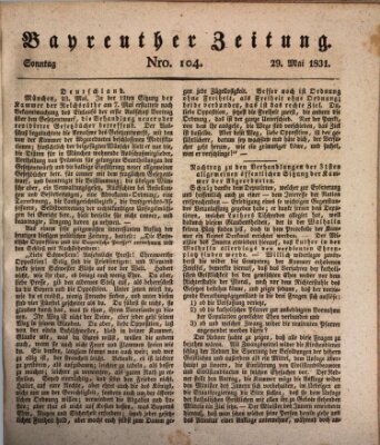 Bayreuther Zeitung Sonntag 29. Mai 1831