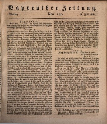 Bayreuther Zeitung Montag 18. Juli 1831