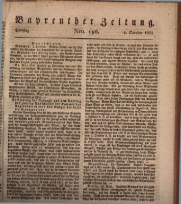 Bayreuther Zeitung Dienstag 4. Oktober 1831